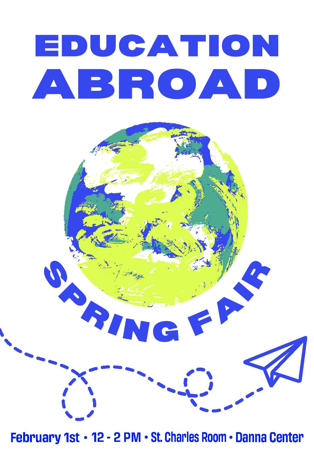 poster for education abroad spring fair.