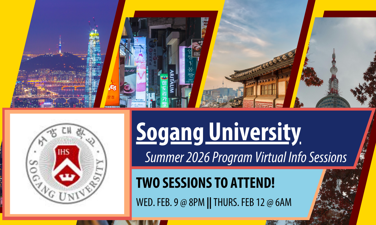 Flyer for Sogang summer school virtual info sessions