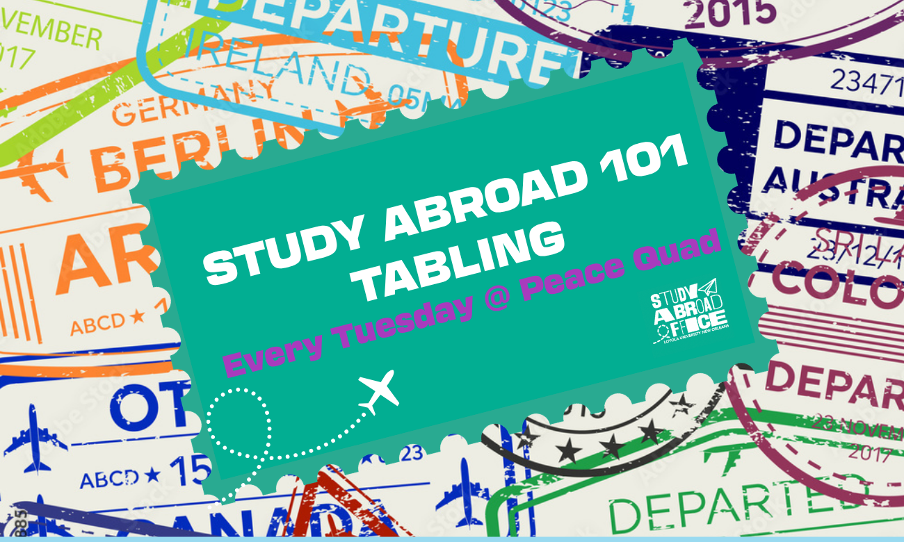Study Abroad 101 Tabling every Tuesday in the Peace Quad!