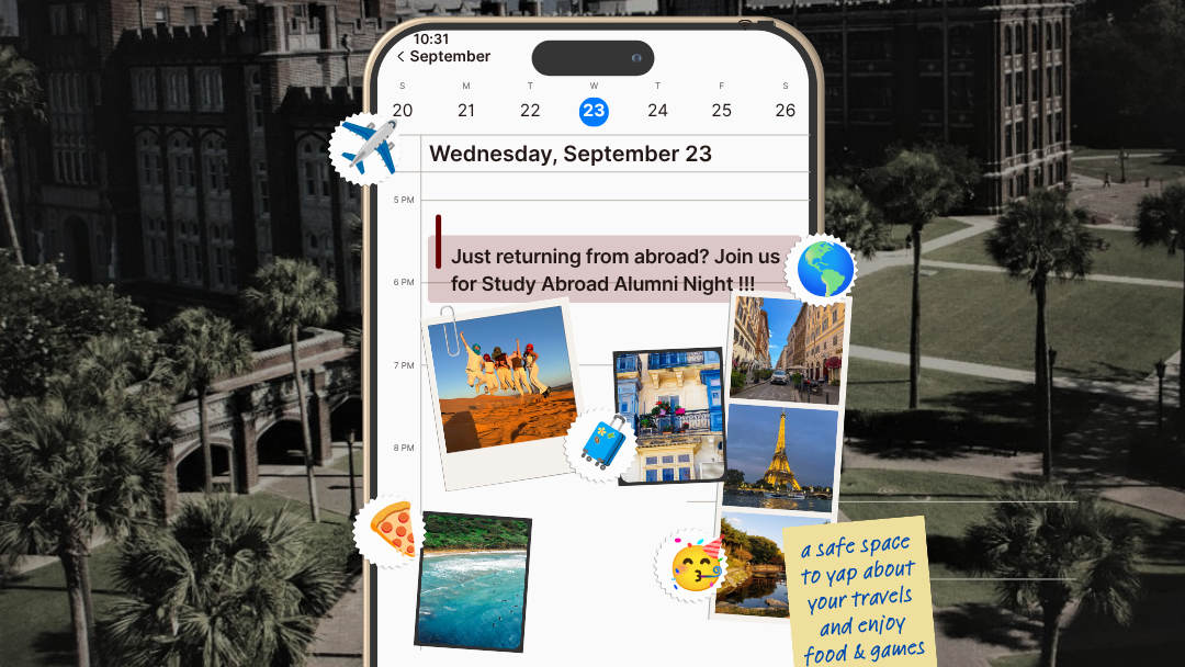 Flyer for event featuring an image of a cellphone calendar app where the date and details of the event are written.